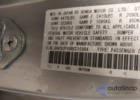 2011 Acura Tsx 2.4 z USA, uszkodzony, nr VIN JH4CU2F68BC015984